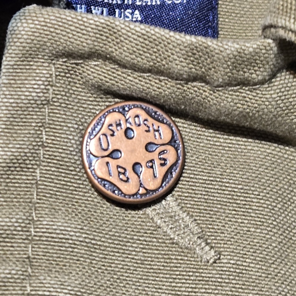 Y2K OshKosh Chore Jacket Mens Large Olive Canvas Workwear Utility Barn Coat - Picture 9 of 10